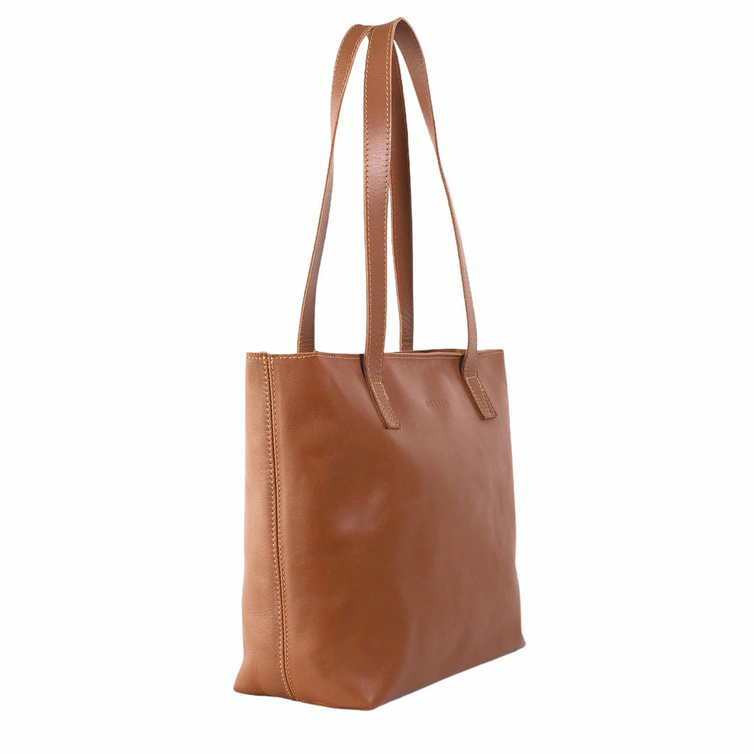 Emmy Unlined Leather Tote with Zip in Cider Tan