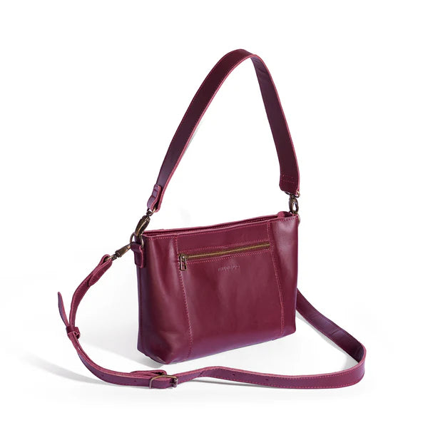 Margo Leather Crossbody + Shoulder Strap in Merlot