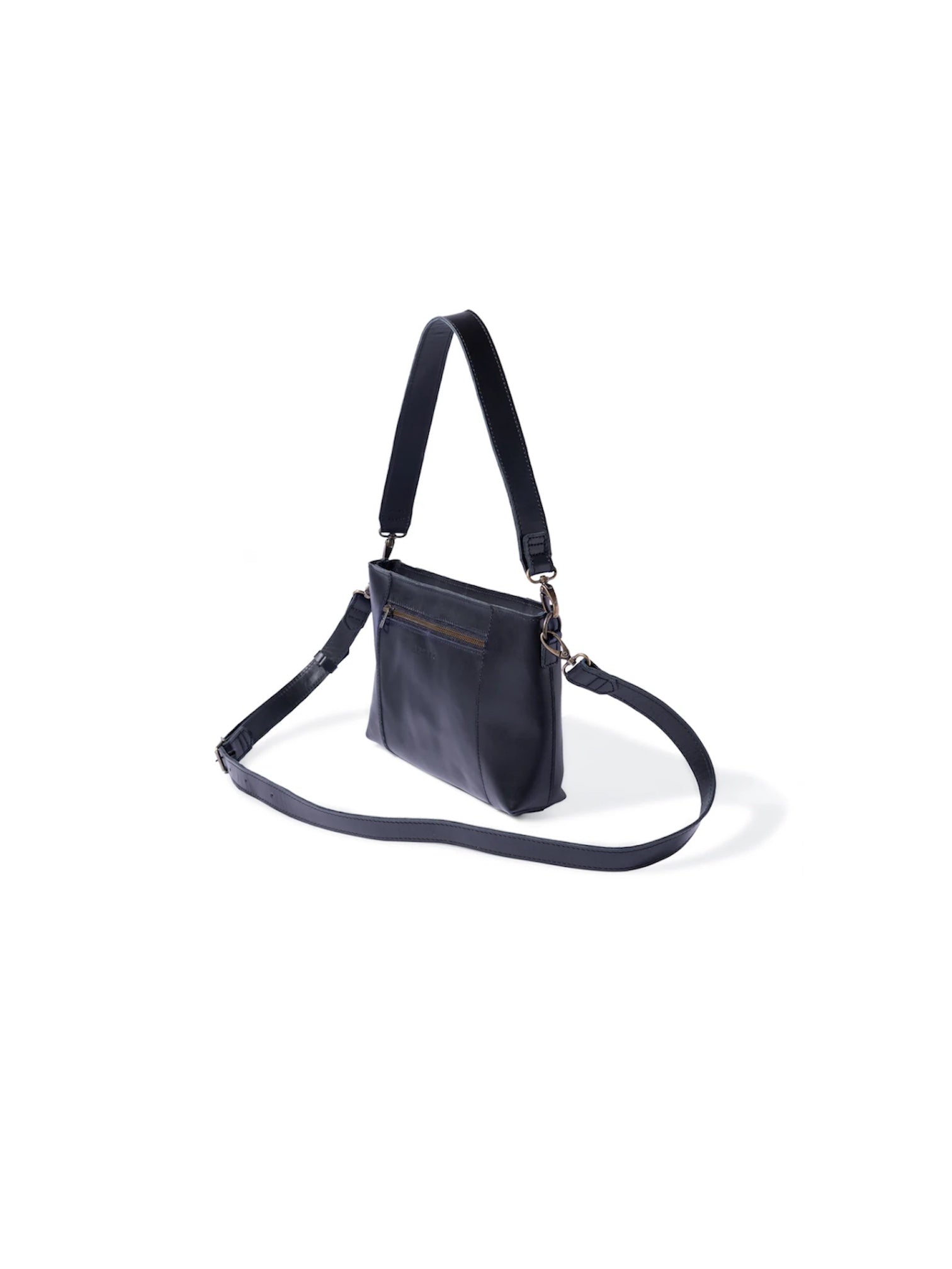 Margo Leather Crossbody + Shoulder Strap in Black