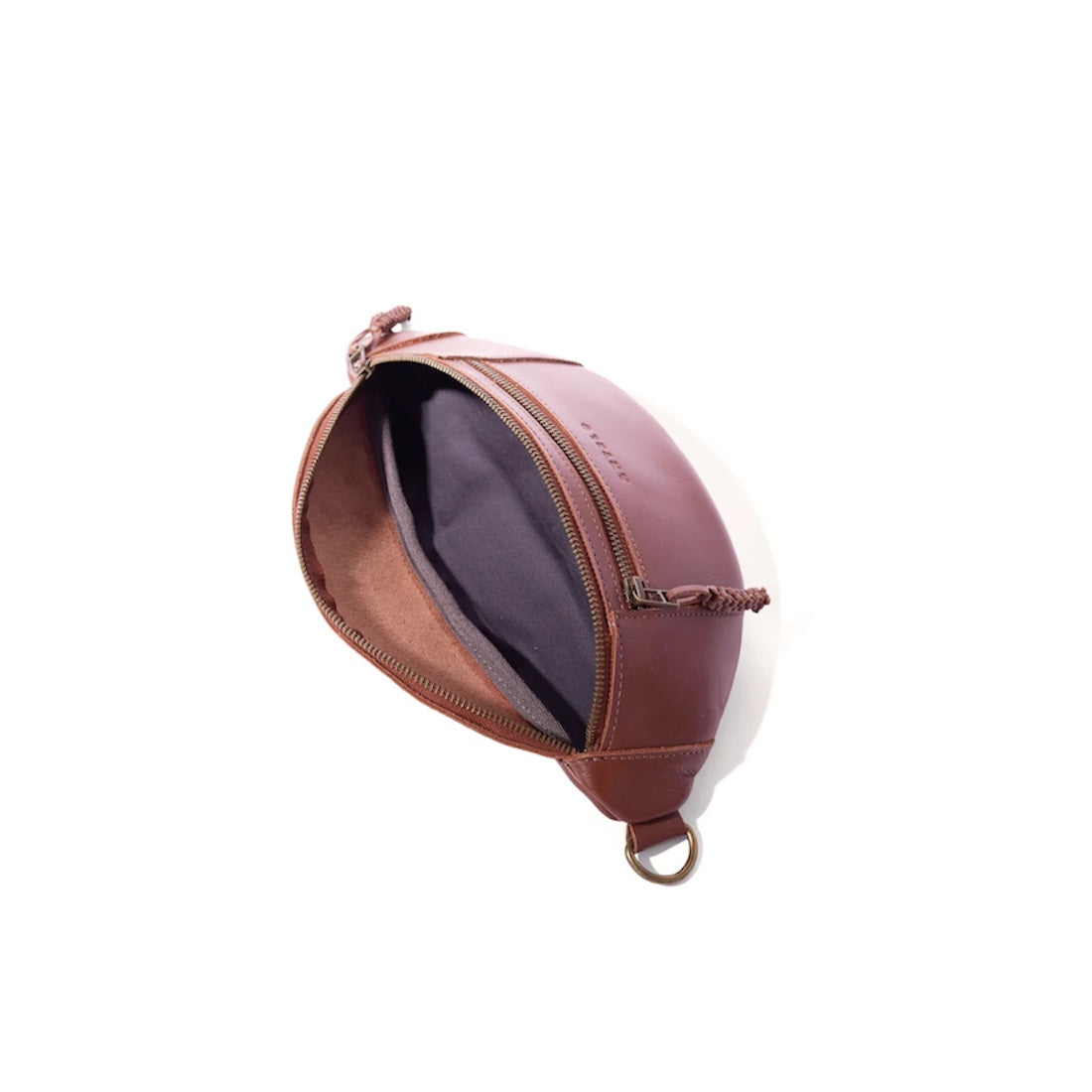 River Adjustable Leather Moonbag Crossbody in Cider Tan