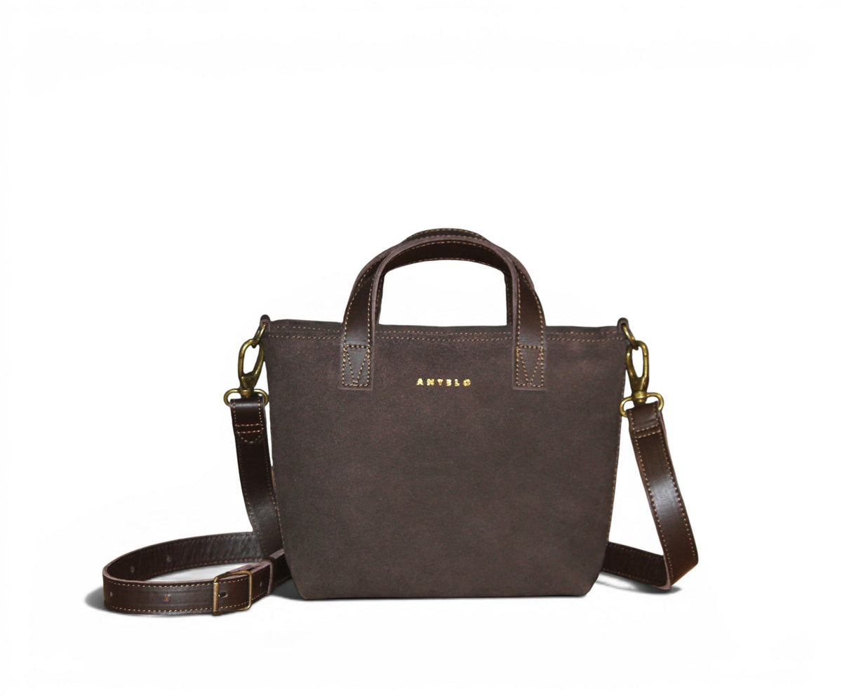 Zazi Petite Leather Crossbody in Chocolate Ganache