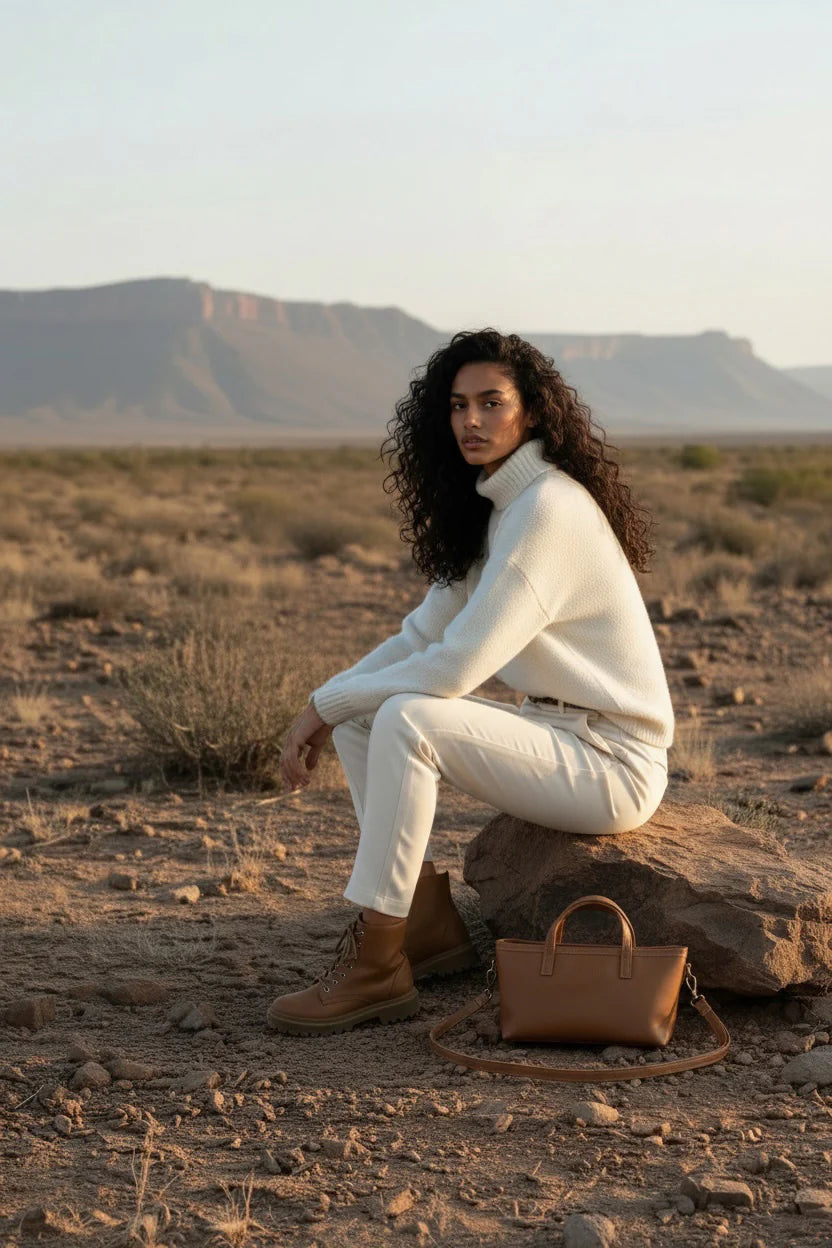 Zeta Mini Leather Crossbody Tote in Cider Tan