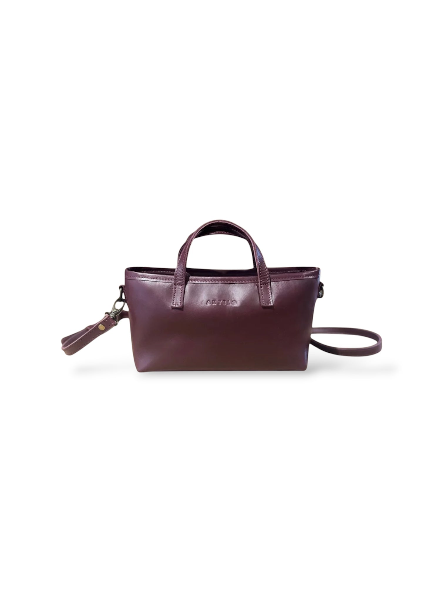 Zeta Mini Leather Crossbody Tote in Merlot