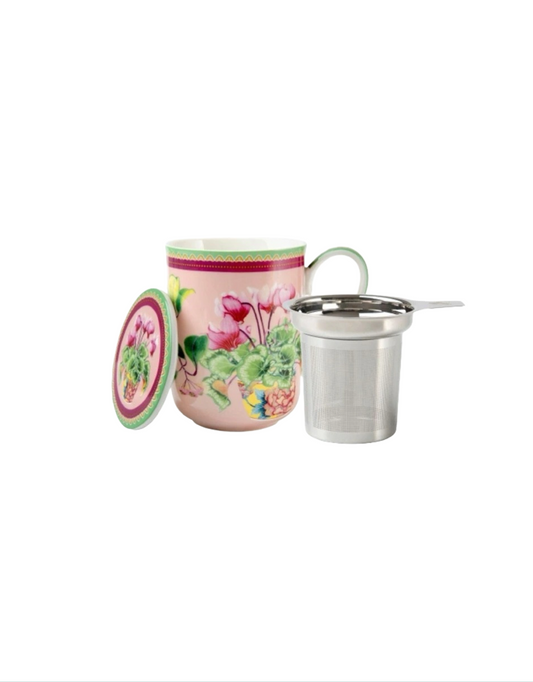 Gabby Malpas Jardin Mug with Infuser in Cyclamen