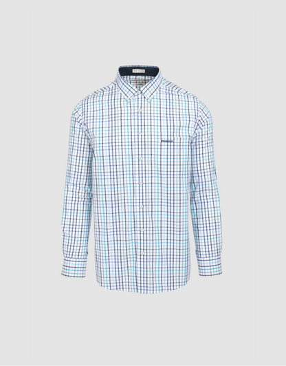 Blake Cotton Check Shirt in Green/Blue