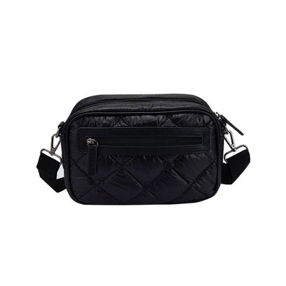 Quilted Puffer Cross Body Bag in Black