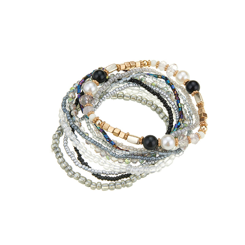 Glass Bead Bracelets in Grey