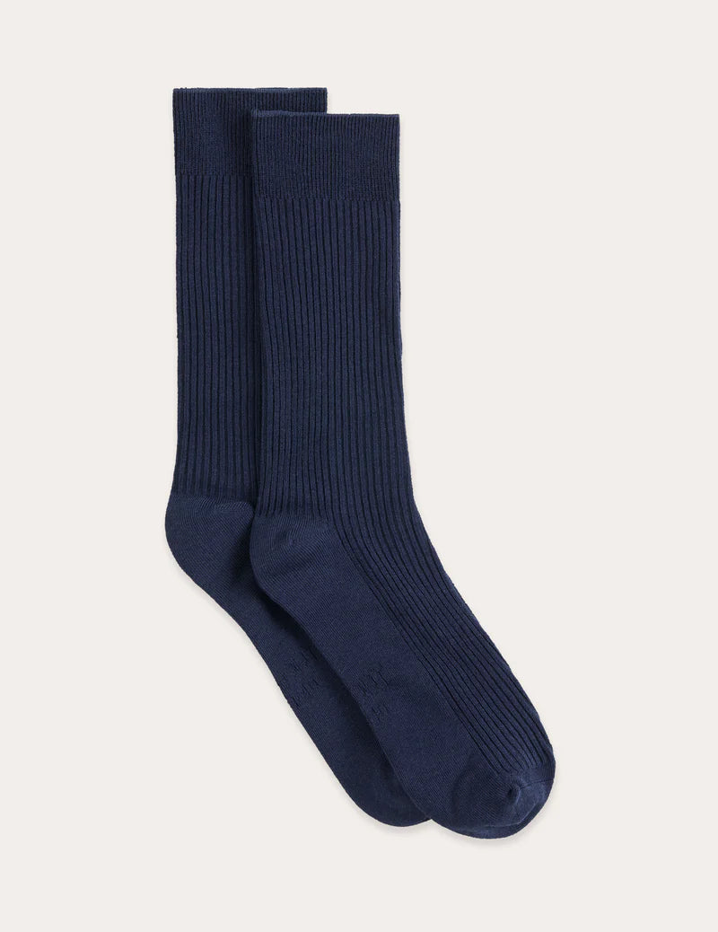 Ribbed Crew Socks in Navy