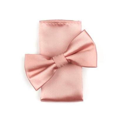 Bow Tie With Matching Pocket Square in Dusty Pink