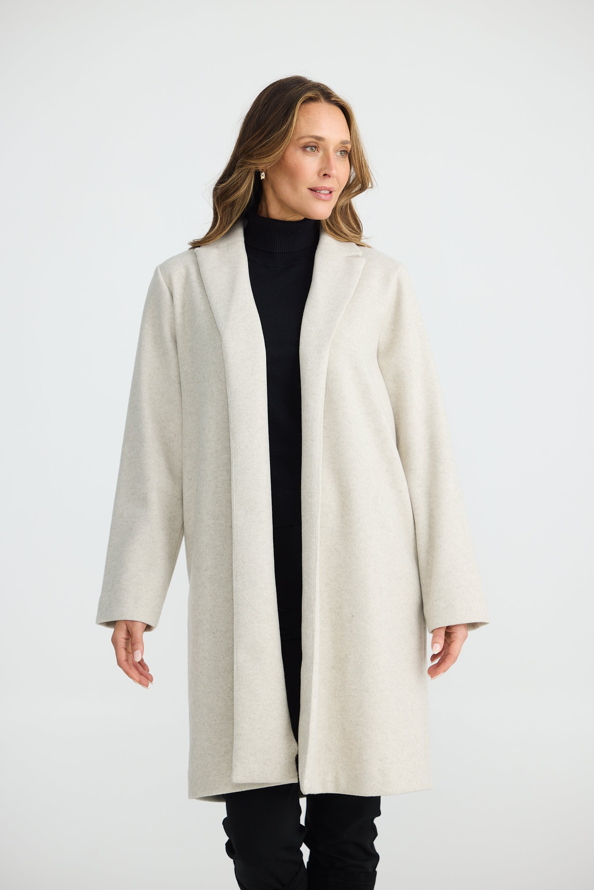 Bella Coat in Oat Marle