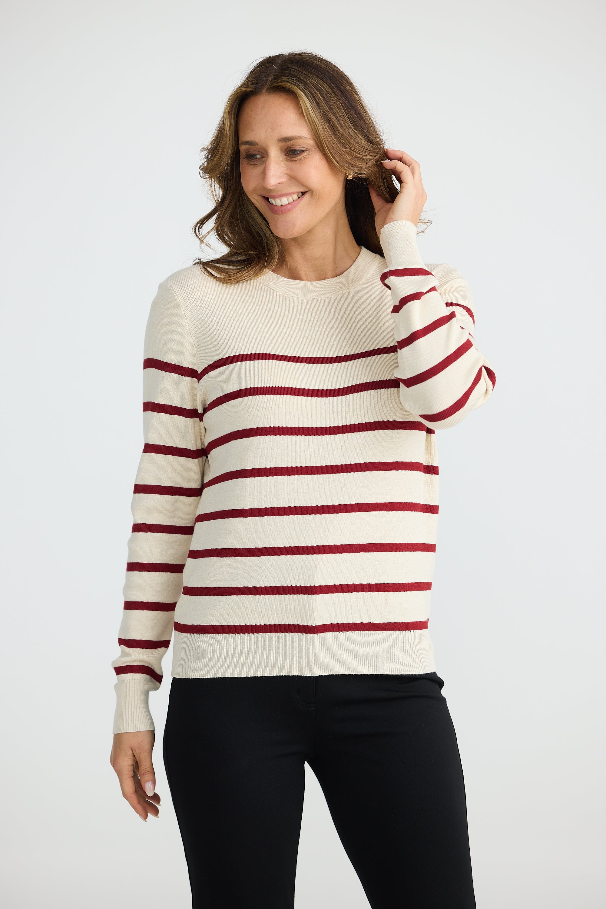 Cleo Knit in Oatmeal / Berry