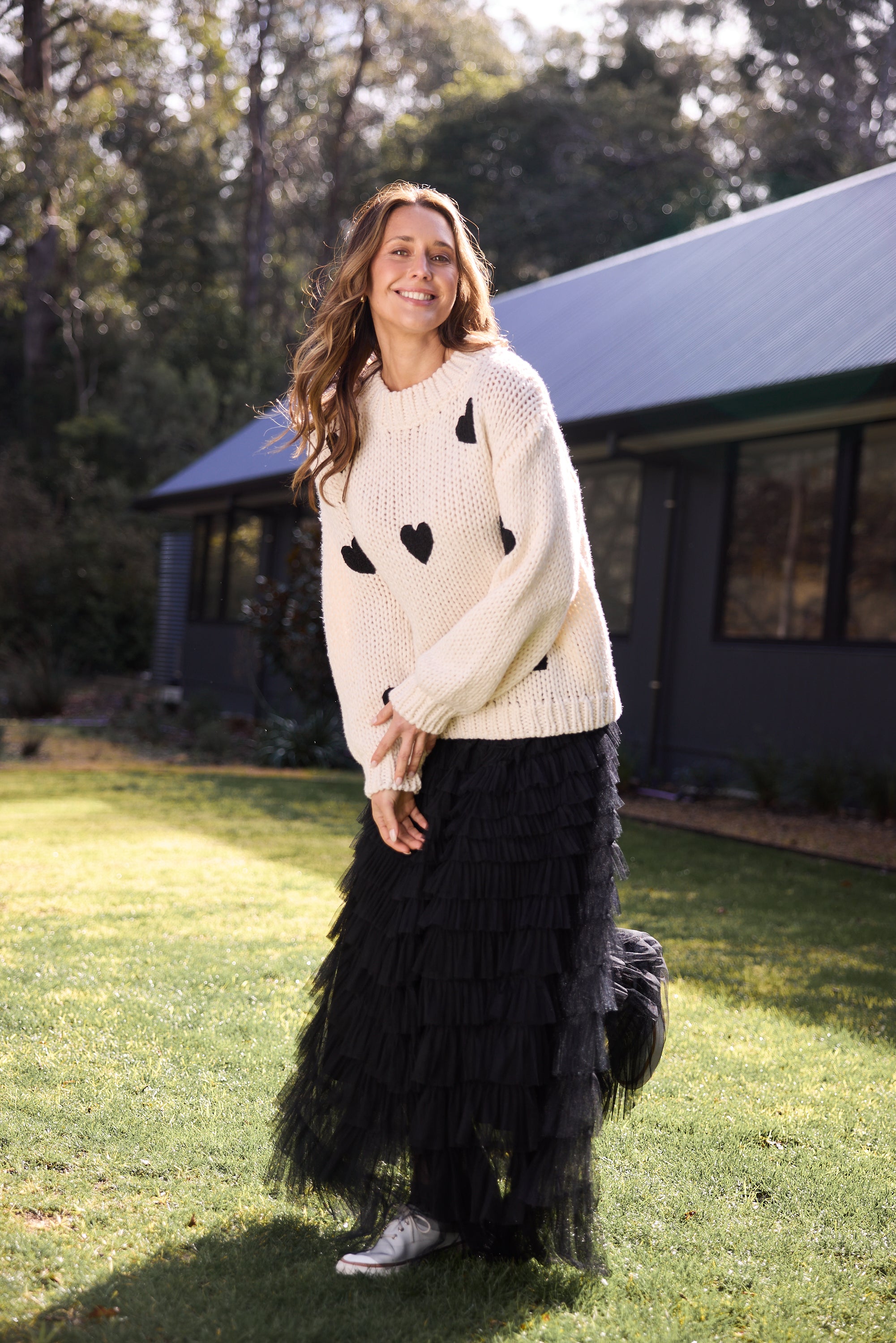 Heart on My Sleeve Knit in Off White / Black