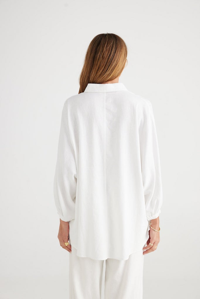 Hyland Linen Blend Shirt White