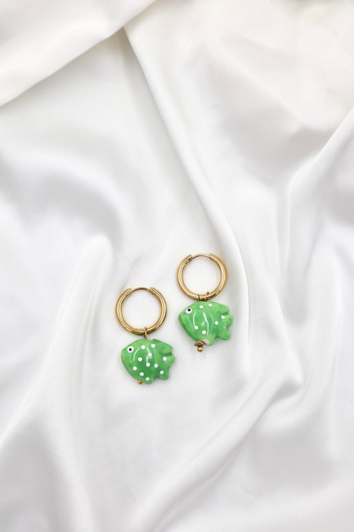 Bairro Alto Charm Hoops in Green Fish