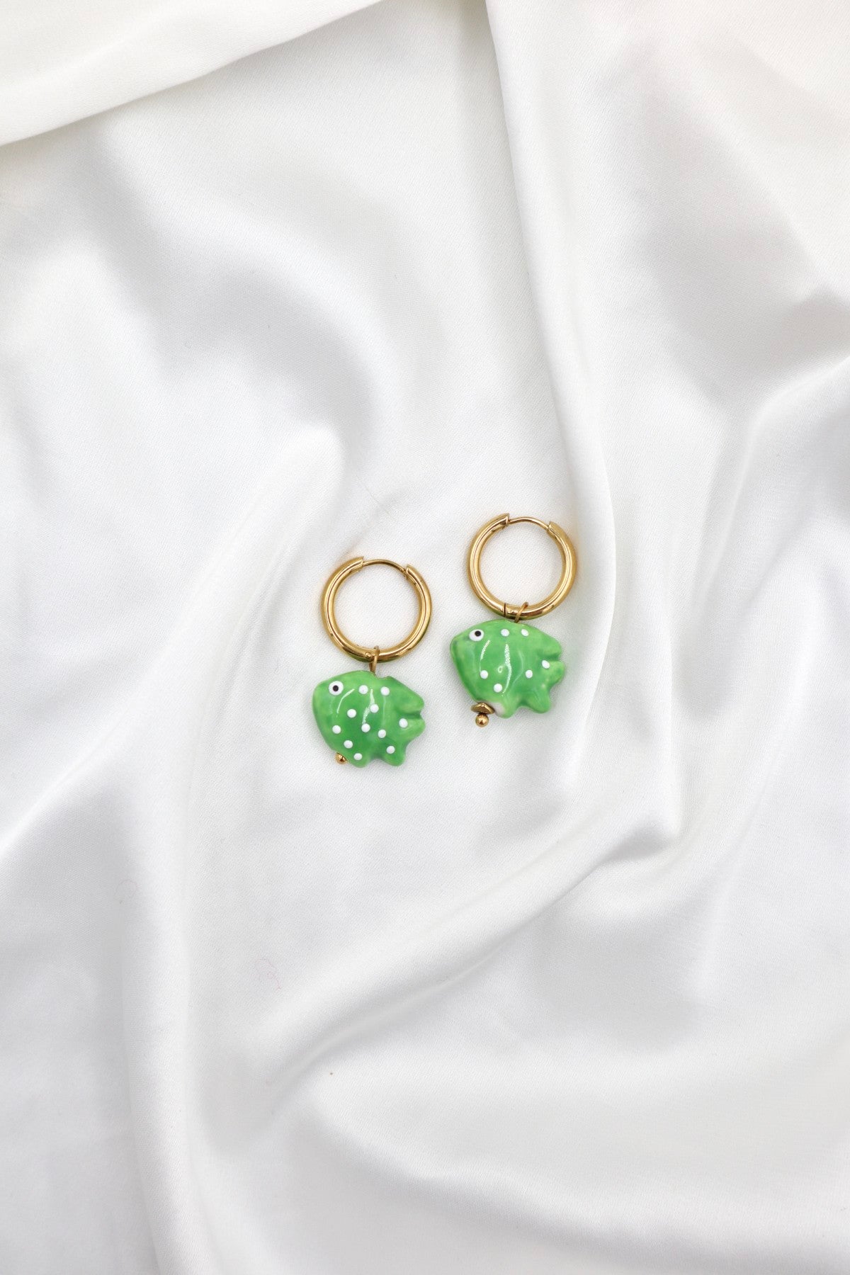 Bairro Alto Charm Hoops in Green Fish