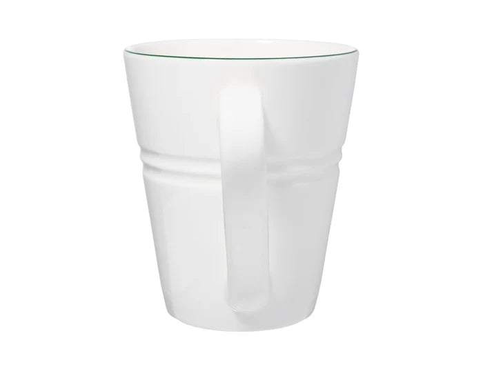 Basics Edge Rim Conical Mug in White / Green / 300ml