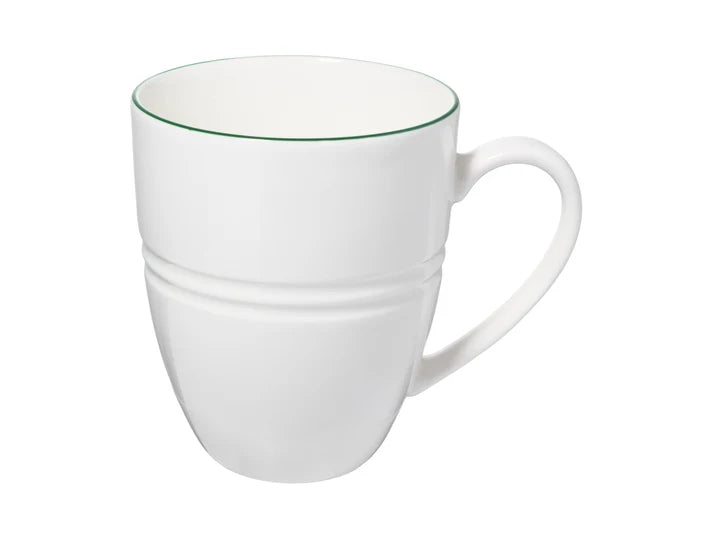 Basics Edge Rim Coupe Mug in White / Green / 390ml