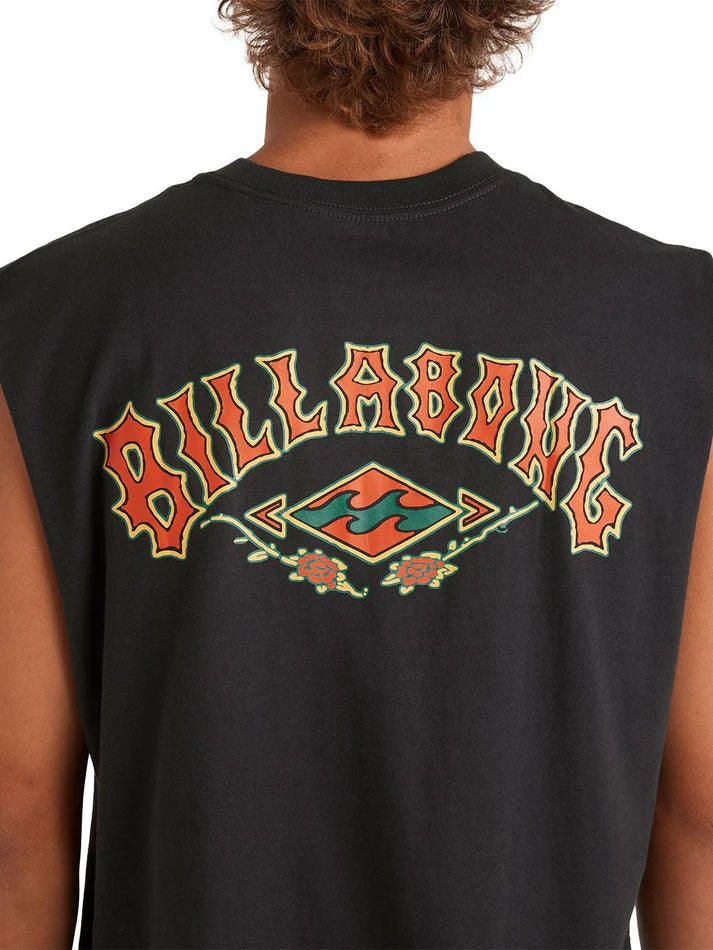 Heritage Arch Muscle Tank in Washed Black