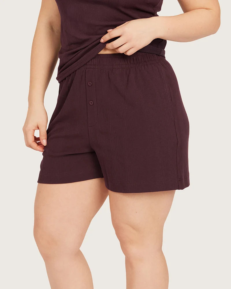 AiraRib Lounge Shorts in Mulberry