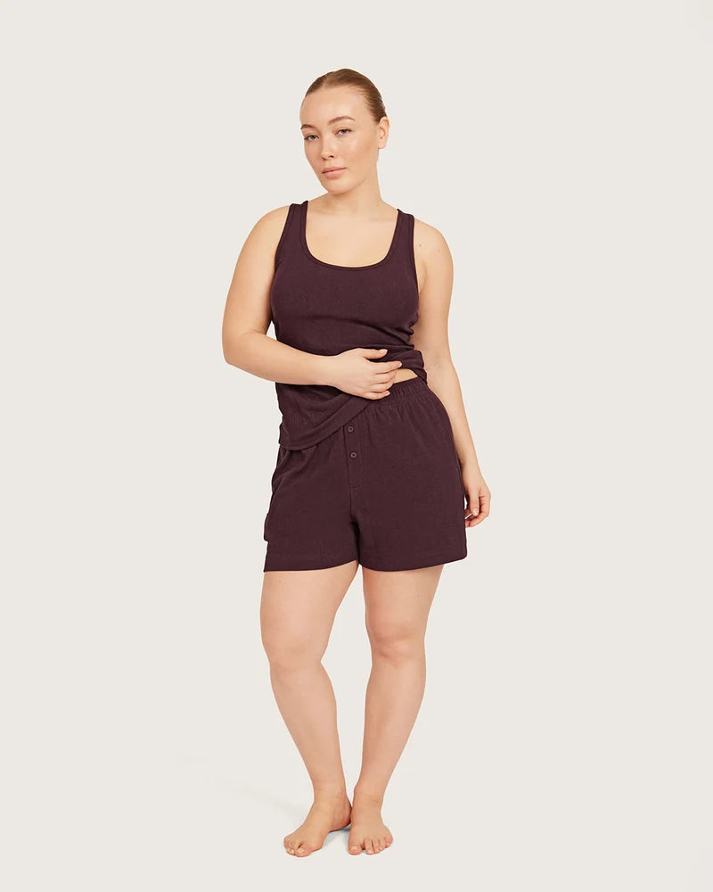 AiraRib Lounge Shorts in Mulberry