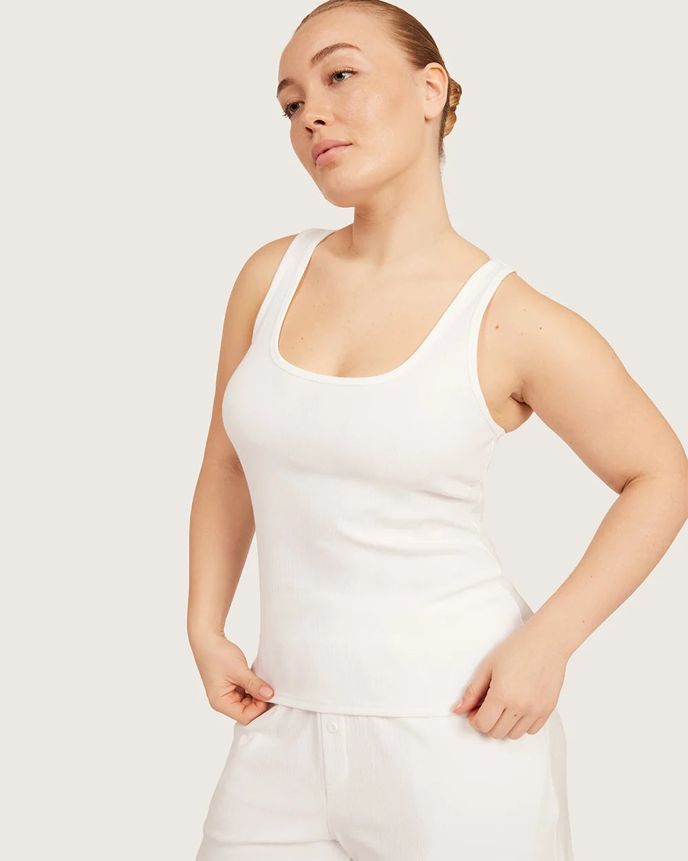 AiraRib Lounge Tank Top in Chalk