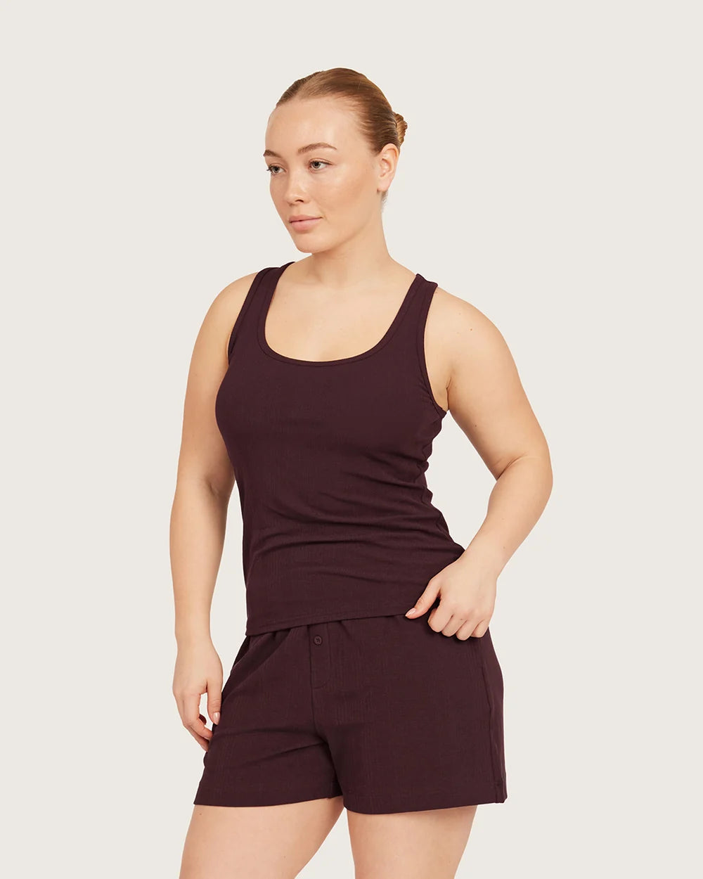 AiraRib Lounge Tank Top in Mulberry