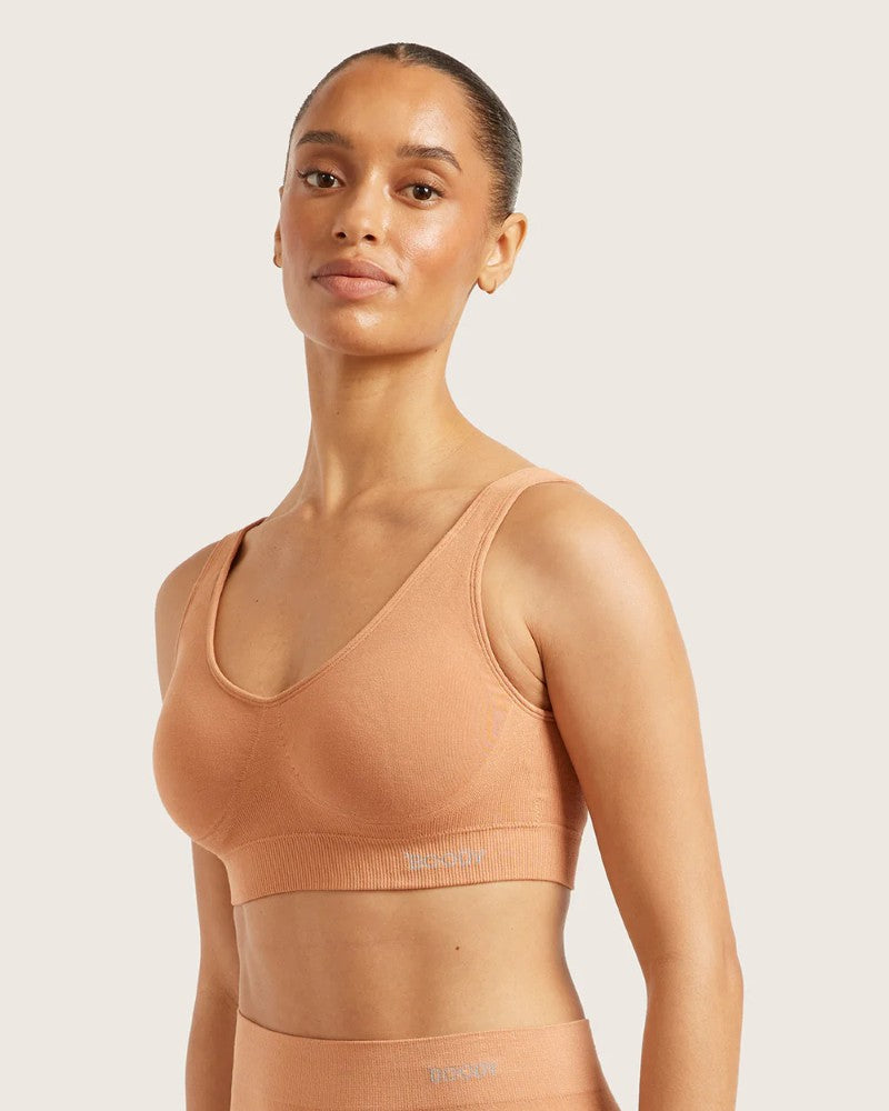 Bamboo Padded Shaper Crop Bra in Dune
