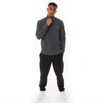 Agassi Ribbed 1/4 Zip in Mid Grey