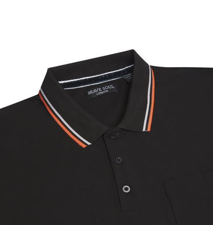 Cosmo Pique Polo T-Shirt in Black