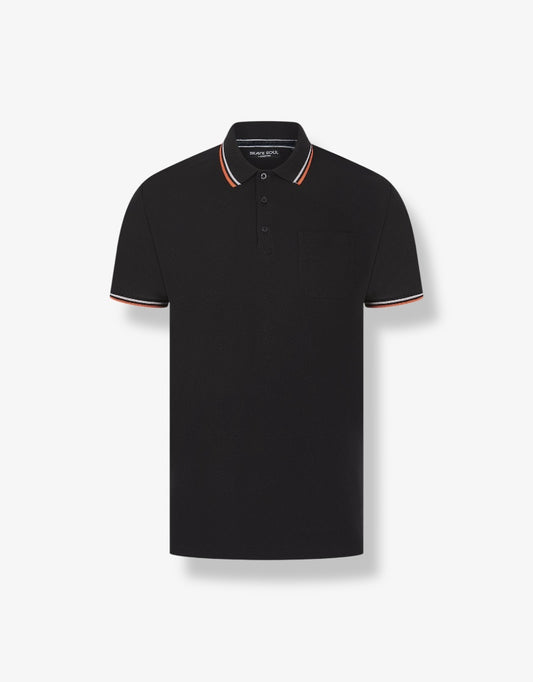 Cosmo Pique Polo T-Shirt in Black