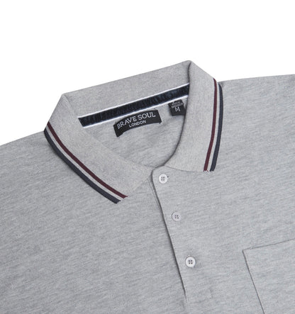 Cosmo Pique Polo T-Shirt in Light Grey Marl