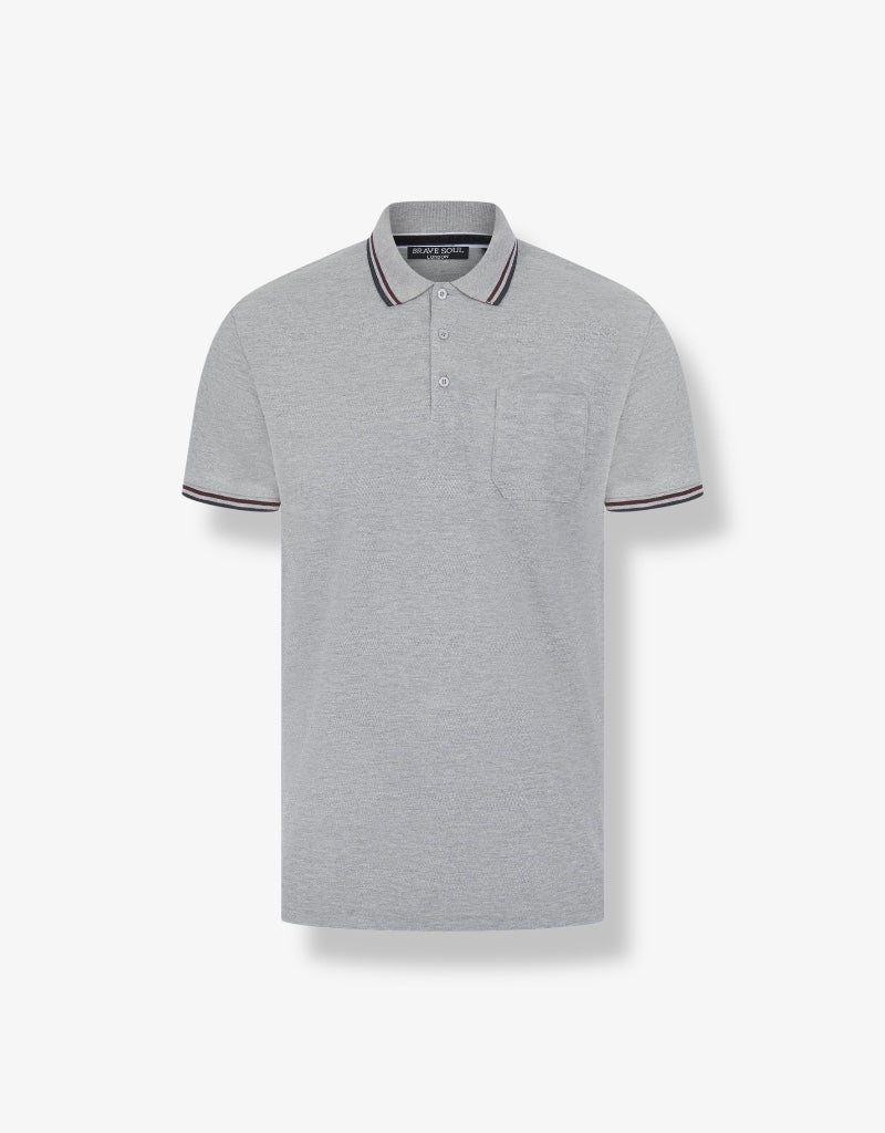 Cosmo Pique Polo T-Shirt in Light Grey Marl