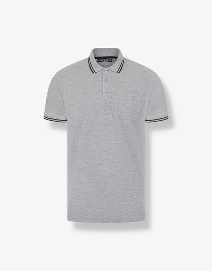 Cosmo Pique Polo T-Shirt in Light Grey Marl