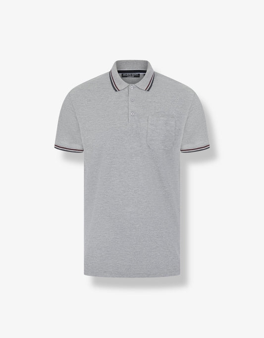Cosmo Pique Polo T-Shirt in Light Grey Marl