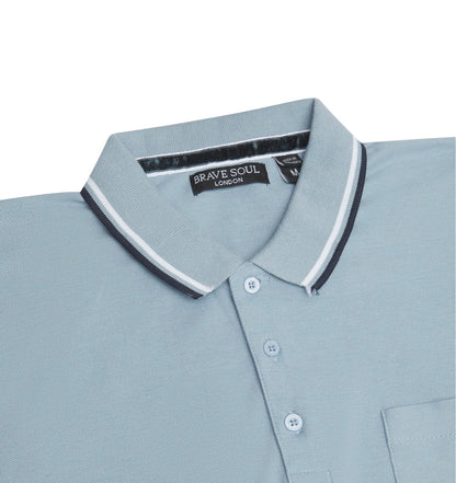 Cosmo Pique Polo T-Shirt in Steel Blue
