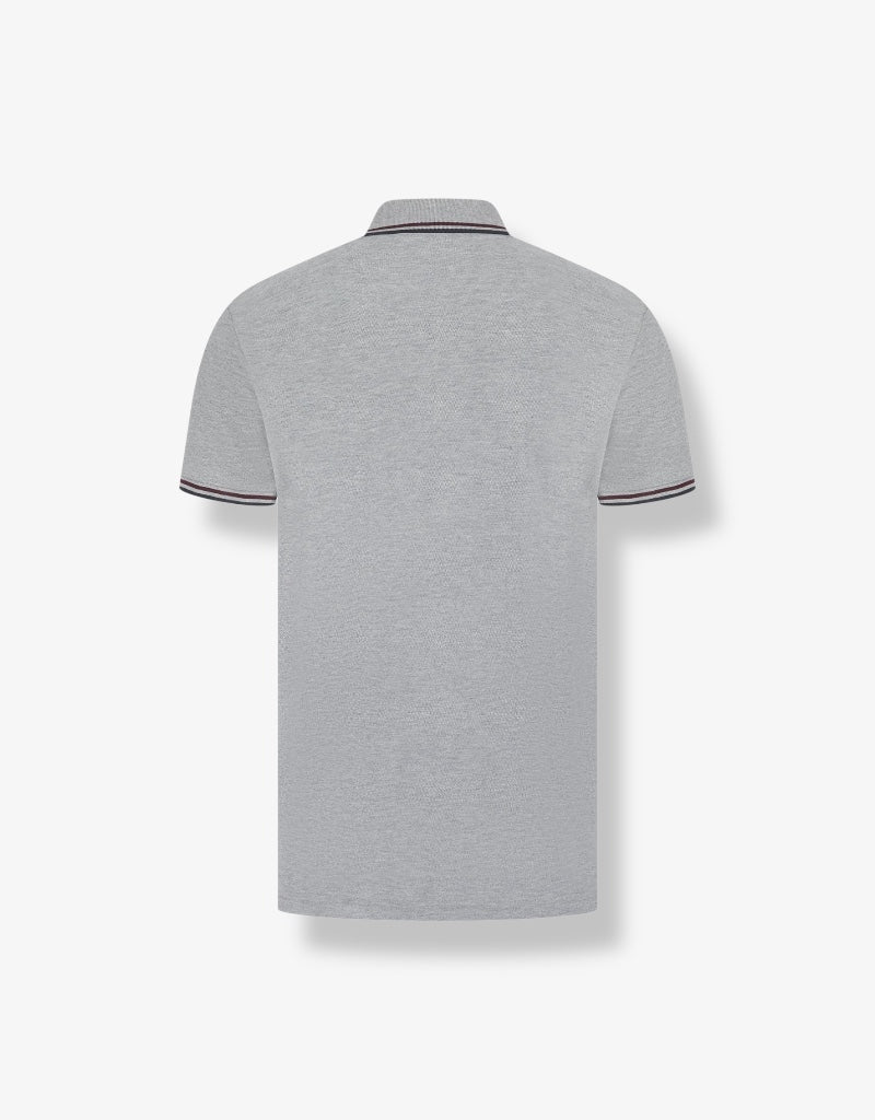 Cosmo Pique Polo T-Shirt in Light Grey Marl