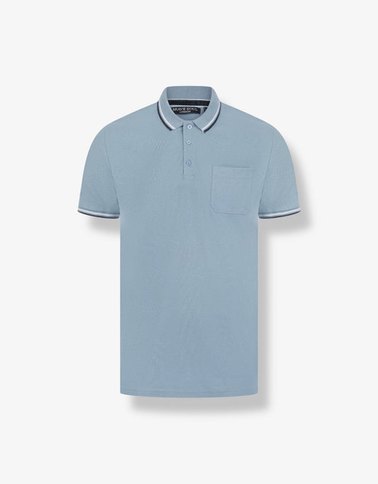 Cosmo Pique Polo T-Shirt in Steel Blue