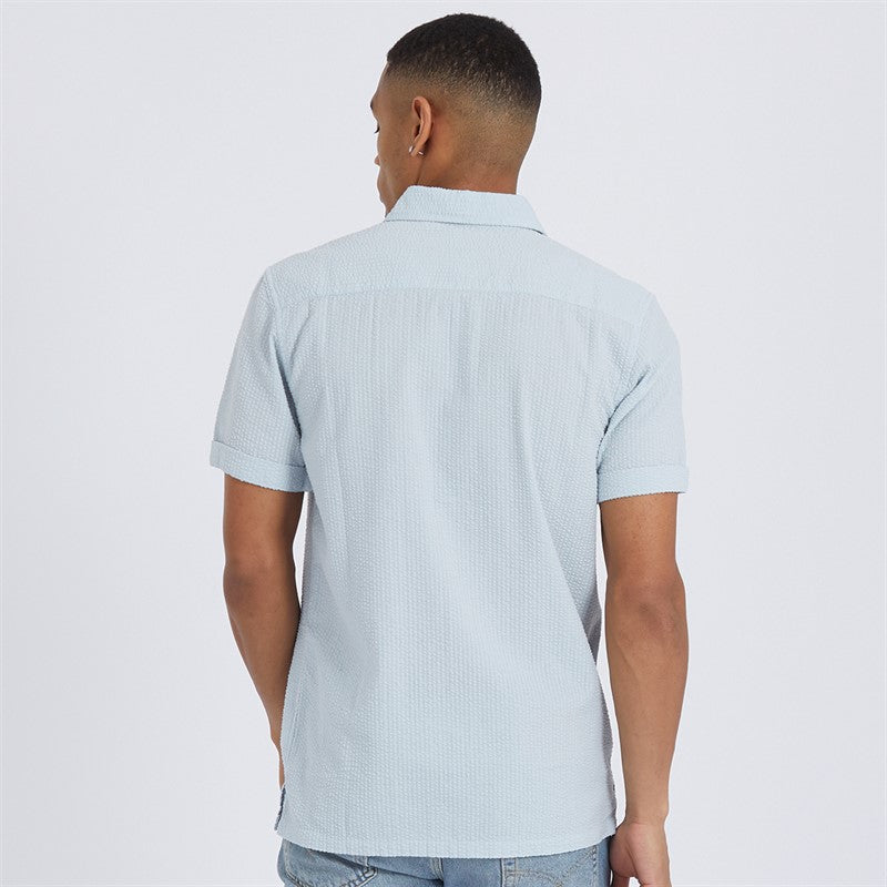 Gilles Cotton Textured Shirt in Baby Blue