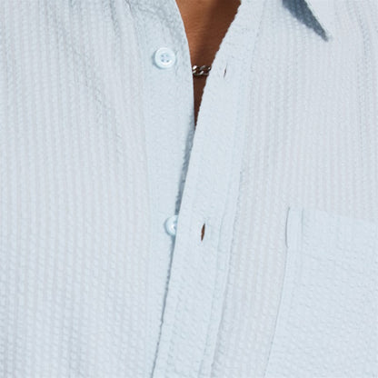 Gilles Cotton Textured Shirt in Baby Blue
