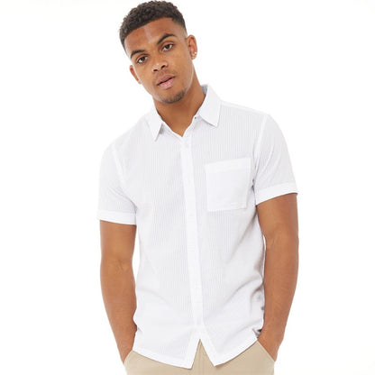 Gilles Cotton Textured Shirt in White