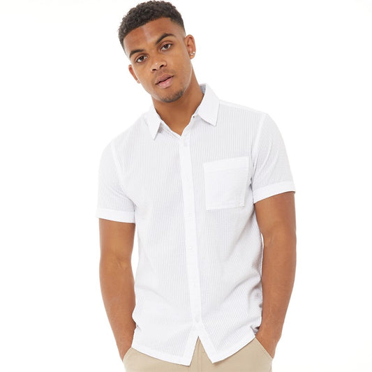 Gilles Cotton Textured Shirt in White