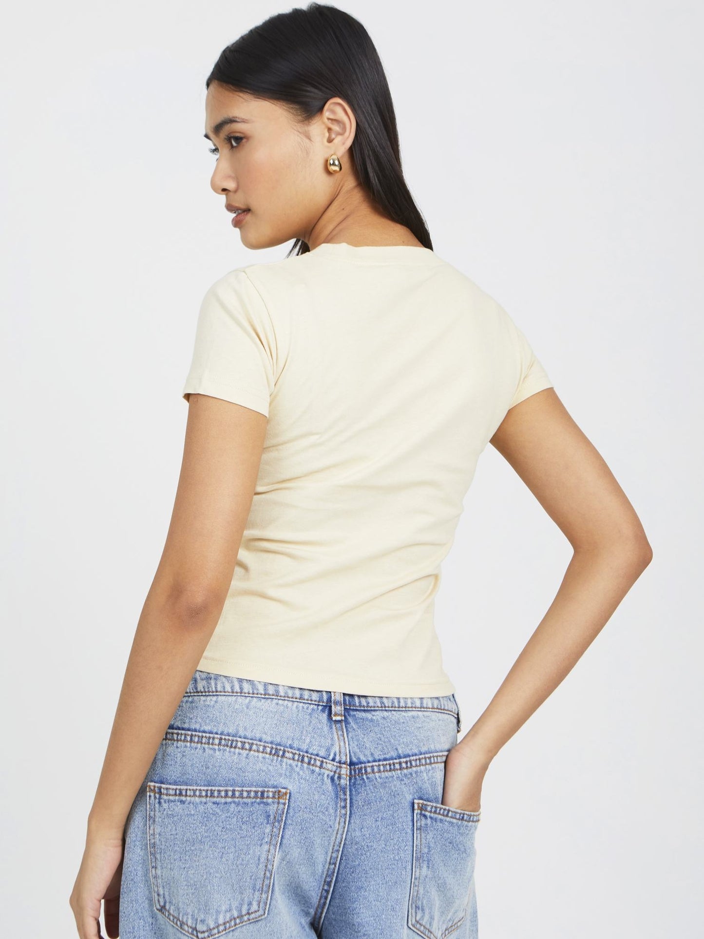 Pam Cotton Cropped Baby Tee in Almond