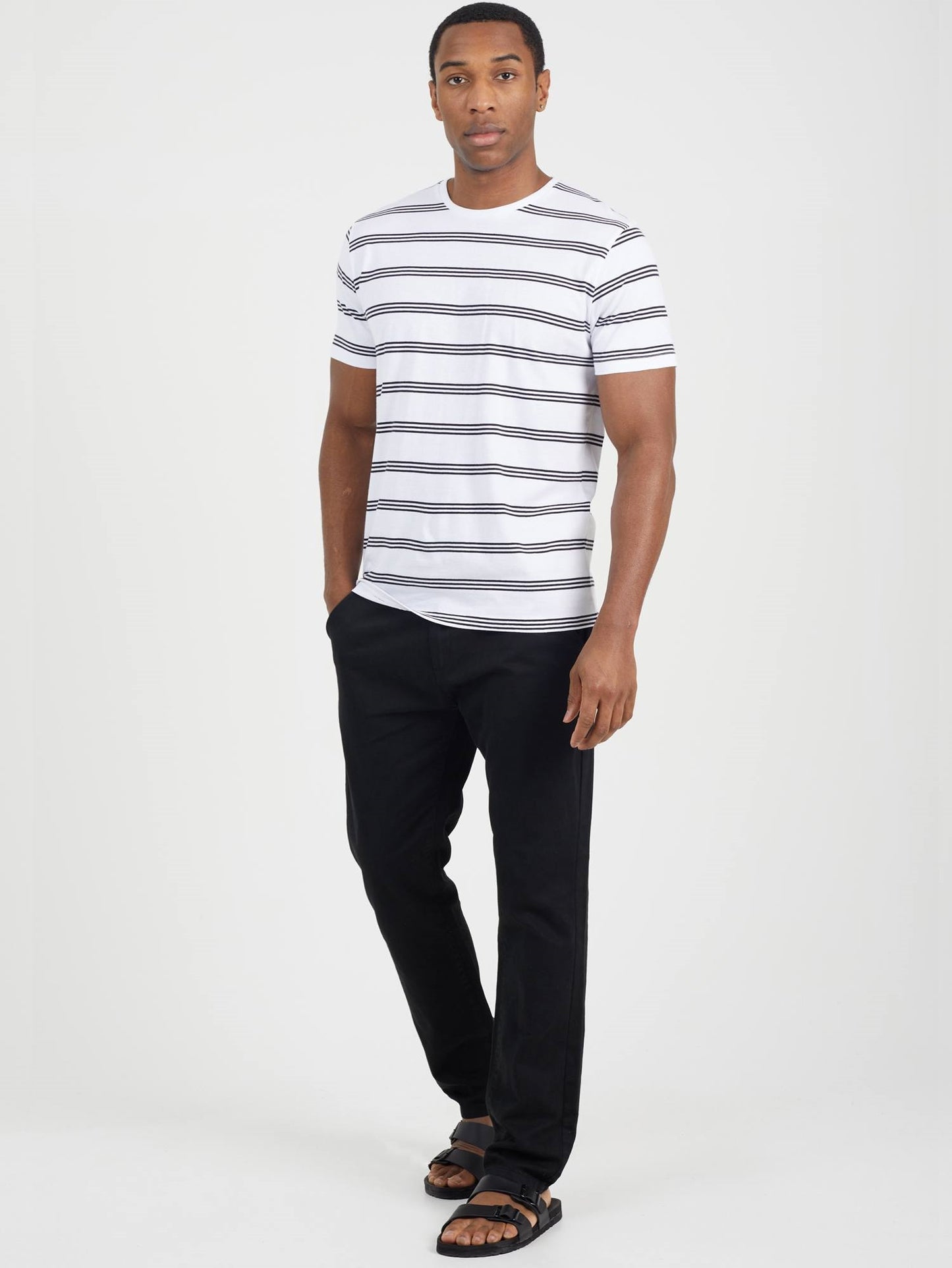 Bracknell Striped Shirt in Optic White / Jet Black