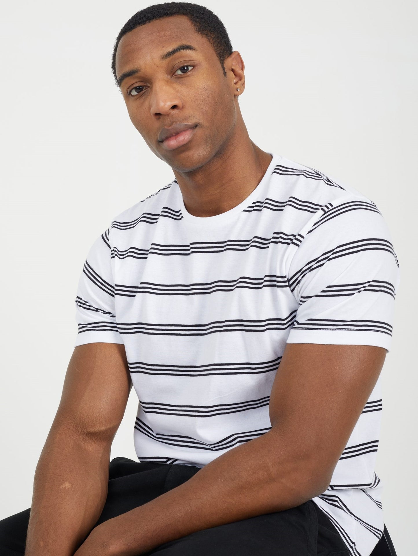 Bracknell Striped Shirt in Optic White / Jet Black