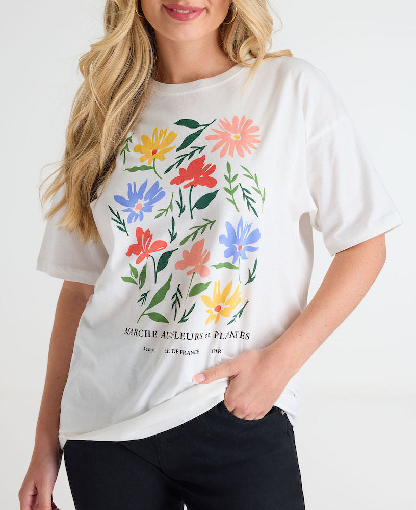 Oversized Floral Print Tee