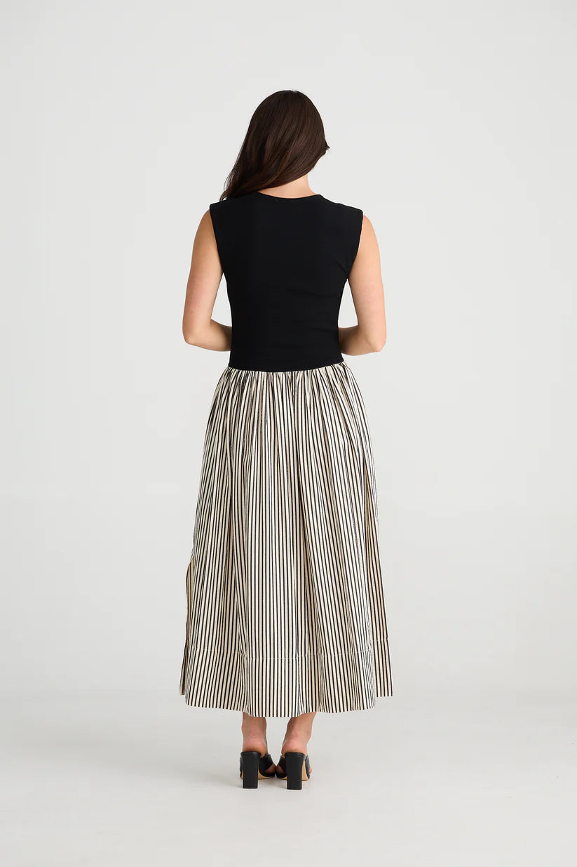 Daphne Dress in Black & White Stripe