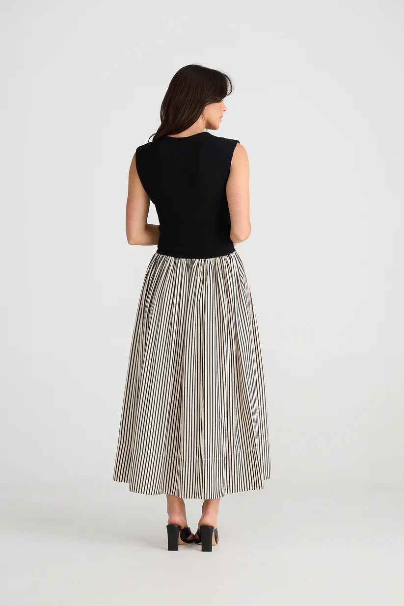 Daphne Dress in Black & White Stripe