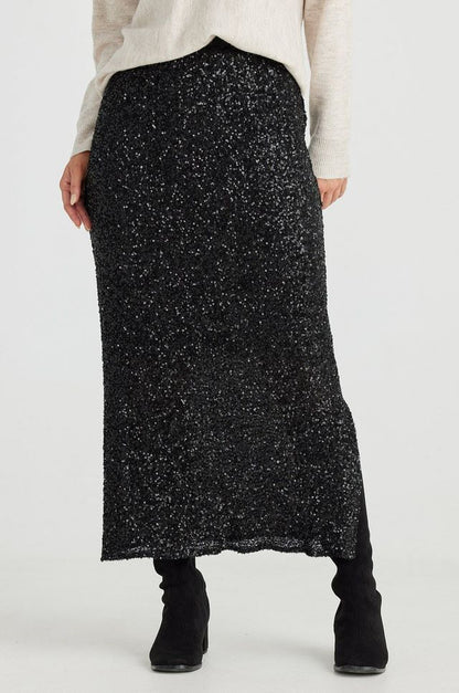 Dazzle Skirt in Black Sequin