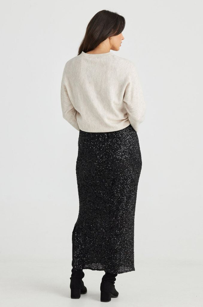 Dazzle Skirt in Black Sequin