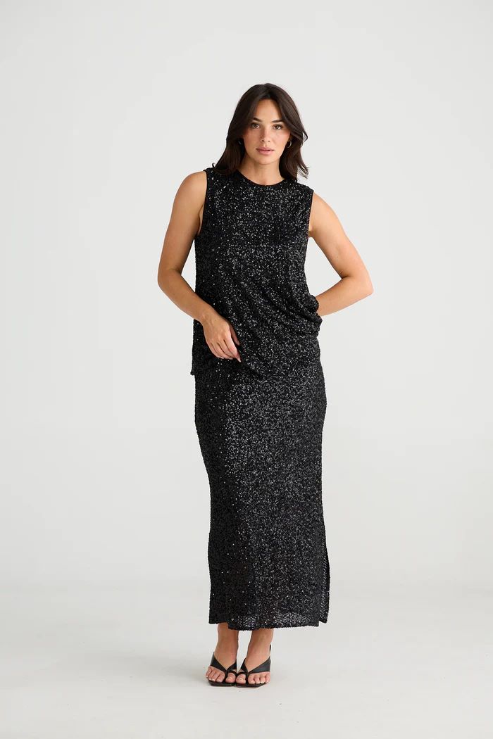 Dazzle Skirt in Black Sequin